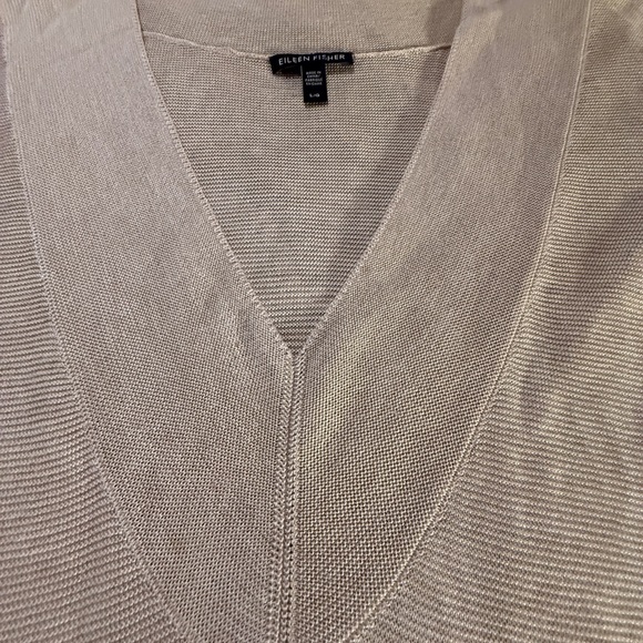 Eileen Fisher Women's Tan Deep V-Neck Knit Sweater Size Lg - Picture 9 of 12